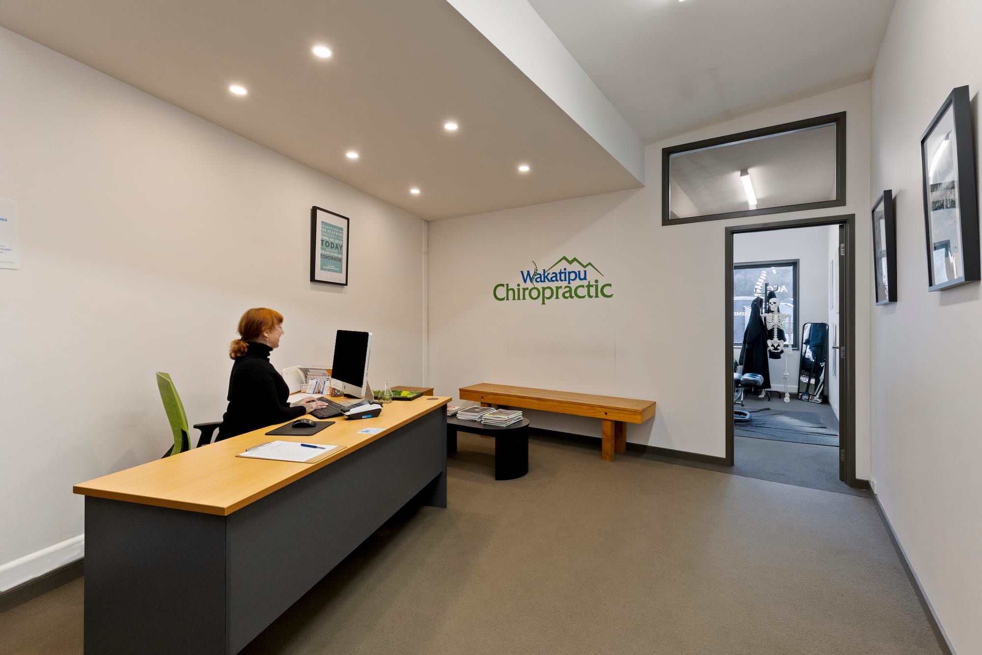 Reception, with the treatment room beyond
